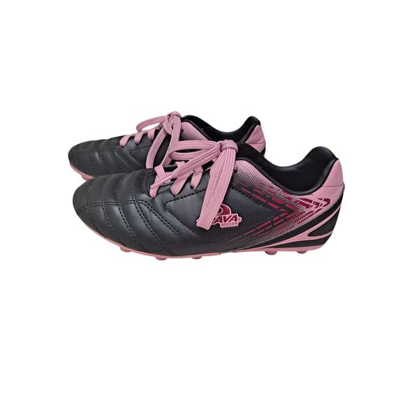 Brava Girls 2.5D  Racer III Soccer Cleats Black Pink Lace Up Rubber Cleat - Picture 1 of 8